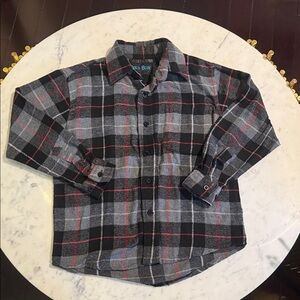 Gray and Red Plaid Button Down Shirt